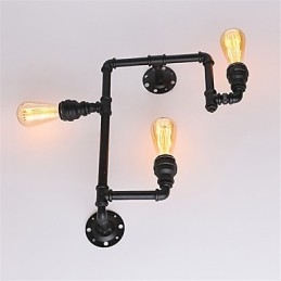 Vintage Industrial Pipe Φωτιστικά τοίχου Μαύρα Creative Lights Εστιατόριο Cafe Bar Διακοσμητικός φωτισμός με 3 ανοιχτόχρωμο φινίρισμα