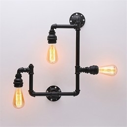 Vintage Industrial Pipe Φωτιστικά τοίχου Μαύρα Creative Lights Εστιατόριο Cafe Bar Διακοσμητικός φωτισμός με 3 ανοιχτόχρωμο φινίρισμα