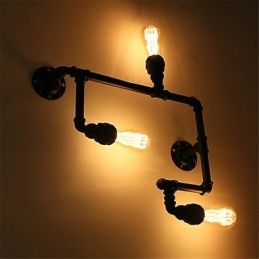 Vintage Industrial Pipe Φωτιστικά τοίχου Μαύρα Creative Lights Εστιατόριο Cafe Bar Διακοσμητικός φωτισμός με 3 ανοιχτόχρωμο φινίρισμα