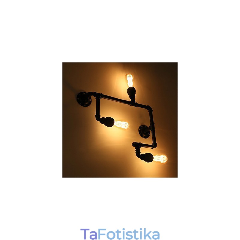 Vintage Industrial Pipe Φωτιστικά τοίχου Μαύρα Creative Lights Εστιατόριο Cafe Bar Διακοσμητικός φωτισμός με 3 ανοιχτόχρωμο φινίρισμα