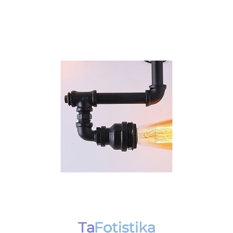 Vintage Industrial Pipe Φωτιστικά τοίχου Μαύρα Creative Lights Εστιατόριο Cafe Bar Διακοσμητικός φωτισμός με 3 ανοιχτόχρωμο φινίρισμα
