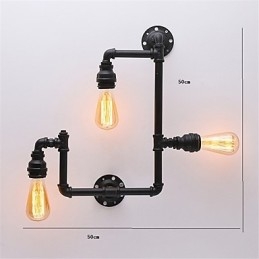 Vintage Industrial Pipe Φωτιστικά τοίχου Μαύρα Creative Lights Εστιατόριο Cafe Bar Διακοσμητικός φωτισμός με 3 ανοιχτόχρωμο φινίρισμα