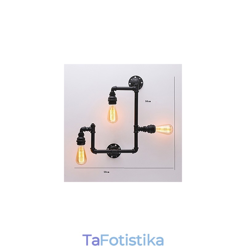 Vintage Industrial Pipe Φωτιστικά τοίχου Μαύρα Creative Lights Εστιατόριο Cafe Bar Διακοσμητικός φωτισμός με 3 ανοιχτόχρωμο φινίρισμα