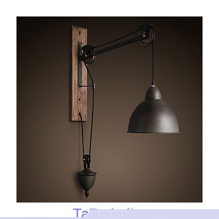 Φωτιστικό τοίχου αμερικανικού country style ρετρό δημιουργικό Ξύλινο φωτιστικό τοίχου τροχαλίας Φωτιστικό τοίχου αμερικανικού country style ρετρό δημιουργικό Ξύλινο φωτιστικό τοίχου τροχαλίας