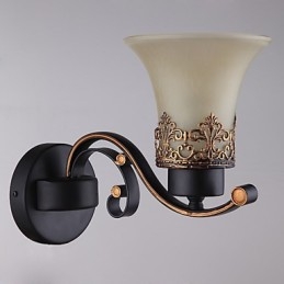 Single Head Amercian Countryside Vintage Metal με Γυάλινο Επιτοίχιο Φωτιστικό για την Καντίνα Σαλόνι Είσοδος Φουαγιέ Διακοσμητικό Επιτοίχιο Φωτιστικό
