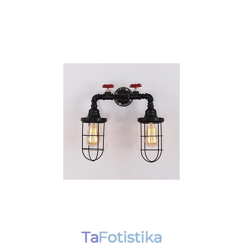 2 Heads Retro Industrial Pipe Wall Lights Simple Loft Black Birdcage Μεταλλική τραπεζαρία Κουζίνα Μπαρ Καφέ Διακόσμηση φωτισμού