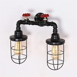 2 Heads Retro Industrial Pipe Wall Lights Simple Loft Black Birdcage Μεταλλική τραπεζαρία Κουζίνα Μπαρ Καφέ Διακόσμηση φωτισμού