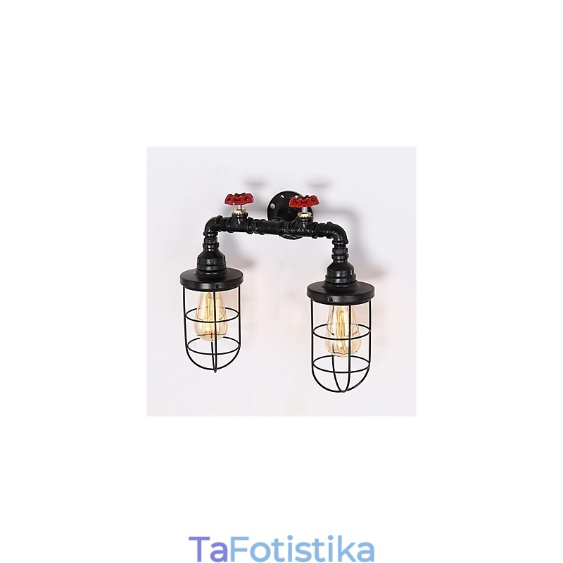 2 Heads Retro Industrial Pipe Wall Lights Simple Loft Black Birdcage Μεταλλική τραπεζαρία Κουζίνα Μπαρ Καφέ Διακόσμηση φωτισμού