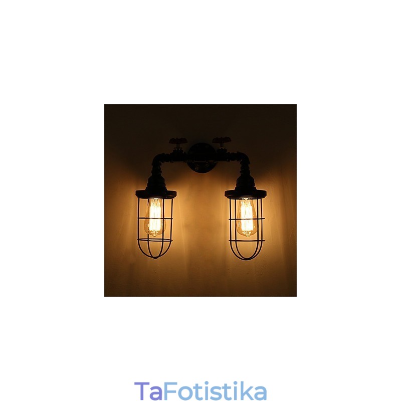 2 Heads Retro Industrial Pipe Wall Lights Simple Loft Black Birdcage Μεταλλική τραπεζαρία Κουζίνα Μπαρ Καφέ Διακόσμηση φωτισμού