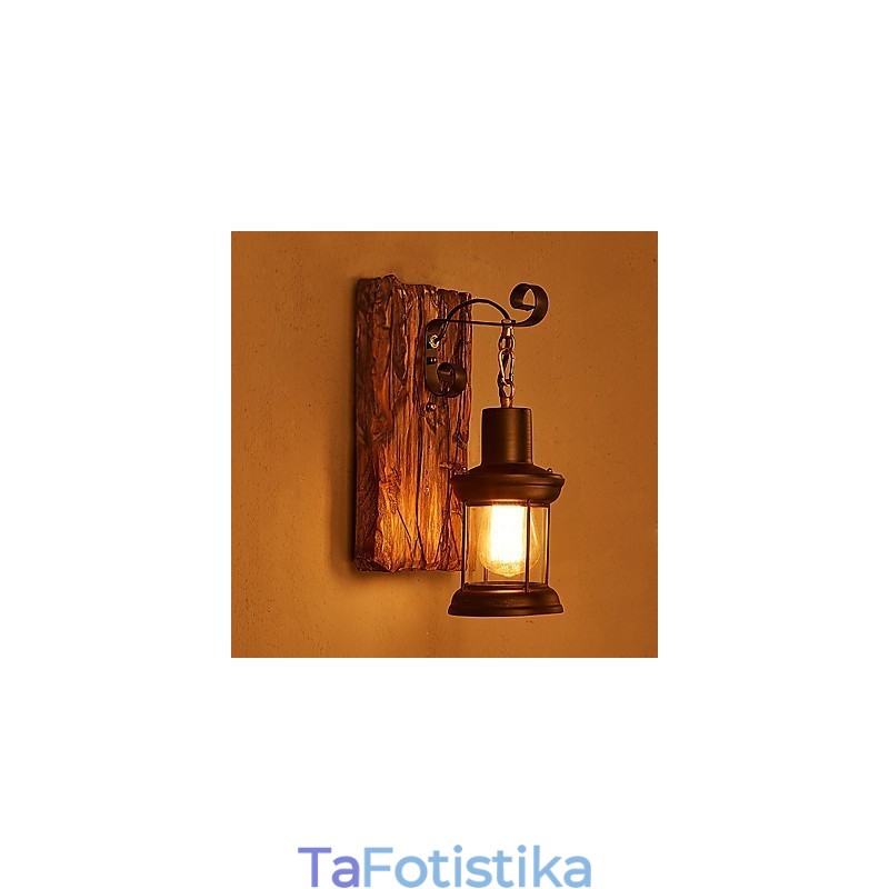 Μονόκεφαλο Industrial Vintage Ρετρό Ξύλινη Ζωγραφική Έγχρωμο Επιτοίχιο φωτιστικό για το Διακοσμητικό Φωτιστικό τοίχου Home Hotel Corridor