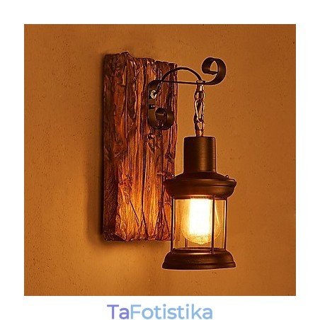 Μονόκεφαλο Industrial Vintage Ρετρό Ξύλινη Ζωγραφική Έγχρωμο Επιτοίχιο φωτιστικό για το Διακοσμητικό Φωτιστικό τοίχου Home Hotel Corridor