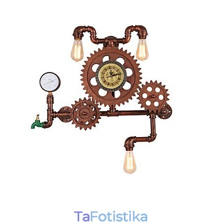 Vintage Industrial Pipe Φωτιστικά τοίχου Wood Gear Shape Δημιουργικά περιστρεφόμενα φώτα Εστιατορίου Cafe Bar Διακοσμητικός φωτισμός Vintage Industrial Pipe Φωτιστικά τοίχου Wood Gear Shape Δημιουργικά περιστρεφόμενα φώτα Εστιατορίου Cafe Bar Διακοσμητικός φωτισμός