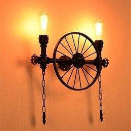 Vintage Industrial Pipe Φωτιστικά τοίχου Creative Lights Εστιατόριο Cafe Bar Διακοσμητικός φωτισμός με 2 ανοιχτόχρωμο φινίρισμα