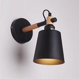 Vintage Wood Art Deco Metal Μεταλλικό Ρουστίκ Απλίκα Τοίχου Σαλόνι Τραπεζαρία Διαδρόμου Επιτοίχιο Φωτιστικό Μαύρο Λευκό Προαιρετικό
