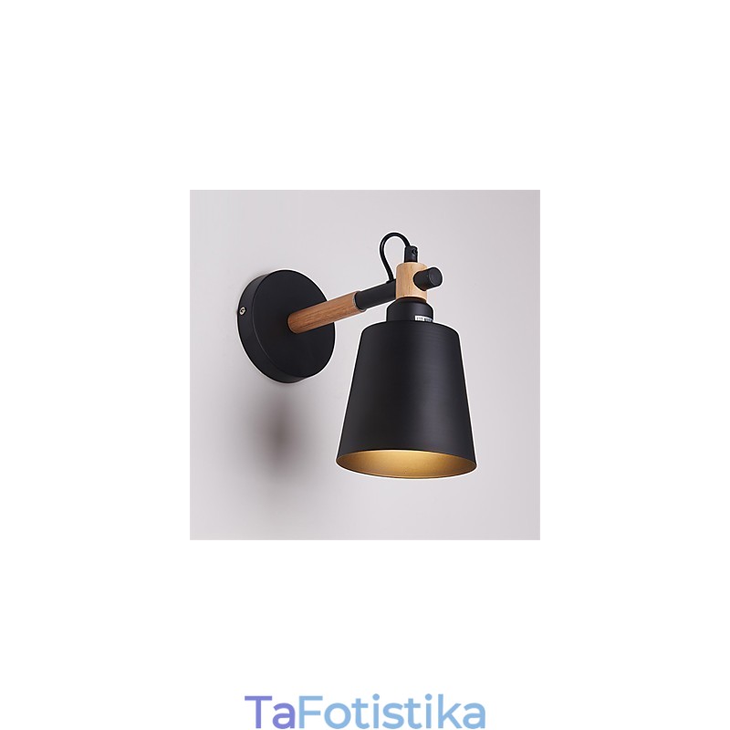 Vintage Wood Art Deco Metal Μεταλλικό Ρουστίκ Απλίκα Τοίχου Σαλόνι Τραπεζαρία Διαδρόμου Επιτοίχιο Φωτιστικό Μαύρο Λευκό Προαιρετικό