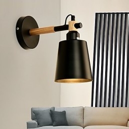 Vintage Wood Art Deco Metal Μεταλλικό Ρουστίκ Απλίκα Τοίχου Σαλόνι Τραπεζαρία Διαδρόμου Επιτοίχιο Φωτιστικό Μαύρο Λευκό Προαιρετικό