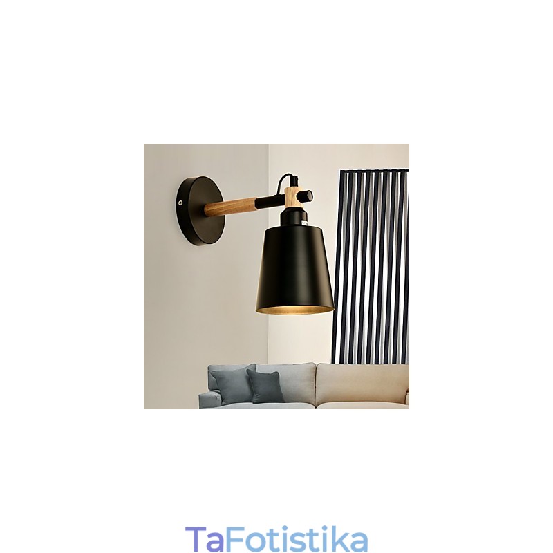 Vintage Wood Art Deco Metal Μεταλλικό Ρουστίκ Απλίκα Τοίχου Σαλόνι Τραπεζαρία Διαδρόμου Επιτοίχιο Φωτιστικό Μαύρο Λευκό Προαιρετικό