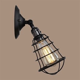 Με διακόπτη Vintage 1 Light Industrial Μαύρο Μεταλλικό Κλουβί Loft Φωτιστικό τοίχου Σαλόνι Τραπεζαρία Διάδρομος Καφέ Μπαρ Μπαρ Απλίκα τοίχου