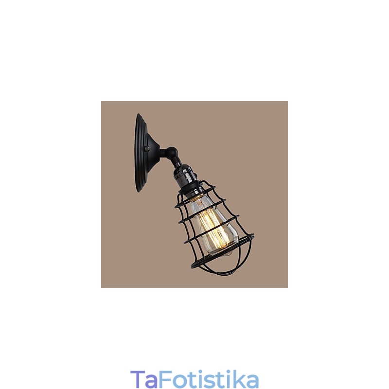 Με διακόπτη Vintage 1 Light Industrial Μαύρο Μεταλλικό Κλουβί Loft Φωτιστικό τοίχου Σαλόνι Τραπεζαρία Διάδρομος Καφέ Μπαρ Μπαρ Απλίκα τοίχου