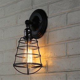 Με διακόπτη Vintage 1 Light Industrial Μαύρο Μεταλλικό Κλουβί Loft Φωτιστικό τοίχου Σαλόνι Τραπεζαρία Διάδρομος Καφέ Μπαρ Μπαρ Απλίκα τοίχου