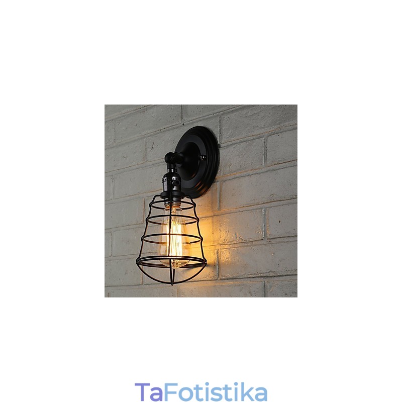 Με διακόπτη Vintage 1 Light Industrial Μαύρο Μεταλλικό Κλουβί Loft Φωτιστικό τοίχου Σαλόνι Τραπεζαρία Διάδρομος Καφέ Μπαρ Μπαρ Απλίκα τοίχου