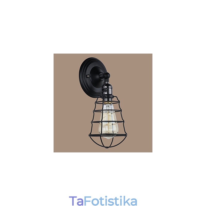 Με διακόπτη Vintage 1 Light Industrial Μαύρο Μεταλλικό Κλουβί Loft Φωτιστικό τοίχου Σαλόνι Τραπεζαρία Διάδρομος Καφέ Μπαρ Μπαρ Απλίκα τοίχου