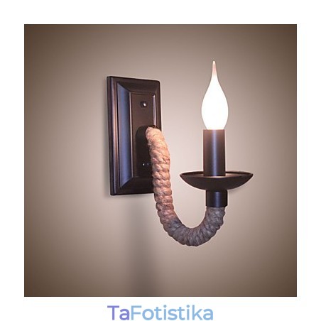 Φωτιστικό τοίχου ρετρό σχοινί κάνναβης Creative Personality Bar Σιδερένιο Φωτιστικό Κεριού Φωτιστικό τοίχου ρετρό σχοινί κάνναβης Creative Personality Bar Σιδερένιο Φωτιστικό Κεριού