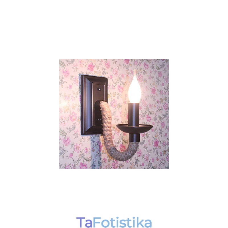 Φωτιστικό τοίχου ρετρό σχοινί κάνναβης Creative Personality Bar Σιδερένιο Φωτιστικό Κεριού