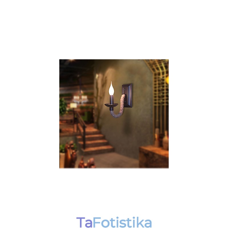Φωτιστικό τοίχου ρετρό σχοινί κάνναβης Creative Personality Bar Σιδερένιο Φωτιστικό Κεριού