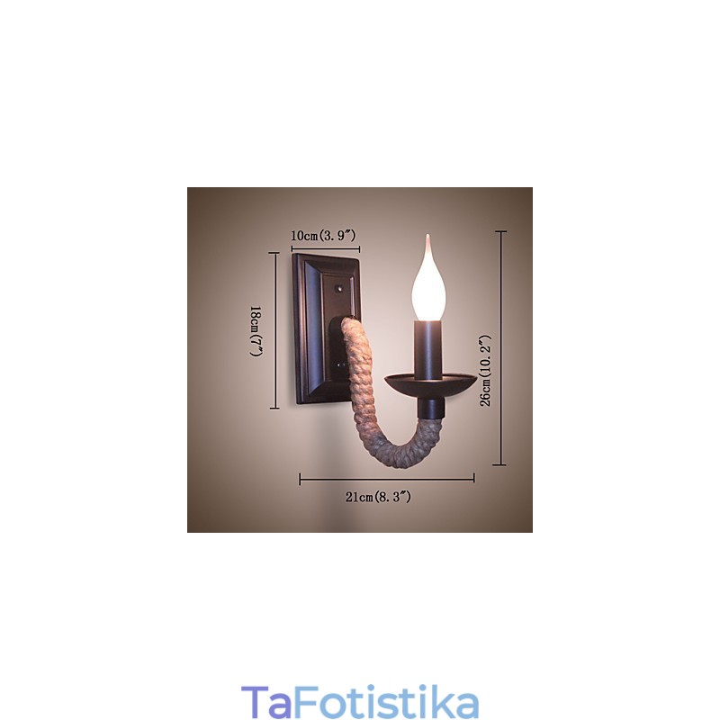 Φωτιστικό τοίχου ρετρό σχοινί κάνναβης Creative Personality Bar Σιδερένιο Φωτιστικό Κεριού
