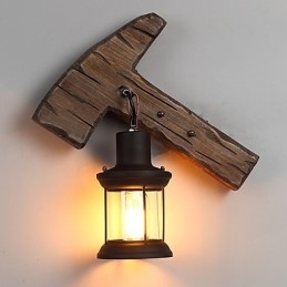 Μονόκεφαλο Industrial Vintage Ρετρό Ξύλινη Ζωγραφική Έγχρωμο Επιτοίχιο φωτιστικό για το Διακοσμητικό Φωτιστικό Τοίχου του Διαδρόμου του ξενοδοχείου