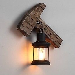 Μονόκεφαλο Industrial Vintage Ρετρό Ξύλινη Ζωγραφική Έγχρωμο Επιτοίχιο φωτιστικό για το Διακοσμητικό Φωτιστικό Τοίχου του Διαδρόμου του ξενοδοχείου