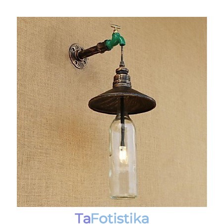 Επιτοίχιο φωτιστικό Edison Retro Water Pipe Μπουκάλι Κρασιού Επιτοίχιο φωτιστικό Edison Retro Water Pipe Μπουκάλι Κρασιού
