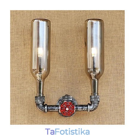 Επιτοίχιο Φωτιστικό Μπουκαλιού Νερού Ανοιχτό Γκρι τοίχου