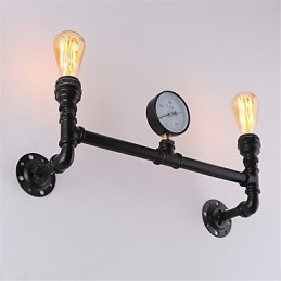 Vintage Industrial Pipe Φωτιστικά τοίχου Μαύρα Creative Lights Εστιατόριο Cafe Bar Διακοσμητικός φωτισμός με 2 ανοιχτόχρωμο φινίρισμα