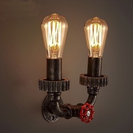 2 Heads Vintage Industrial Μεταλλικά Φωτιστικά Τοίχου Εστιατορίου Cafe Bar Διακοσμητικός φωτισμός