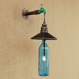 Iron Pipe Retro Bar Διακόσμηση Ξενοδοχείου Pipe Bottle Φωτιστικό τοίχου