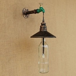 Iron Pipe Retro Bar Διακόσμηση Ξενοδοχείου Pipe Bottle Φωτιστικό τοίχου