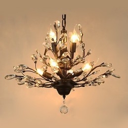 Vintage Crystal Flush Mount 8 Lights Metal Painting Μαύρο Ή Χρυσό