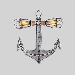 Vintage Industrial Wall Lights Wood Boat Anchor Shape Creative Restaurant Cafe Bar Διακοσμητικός φωτισμός