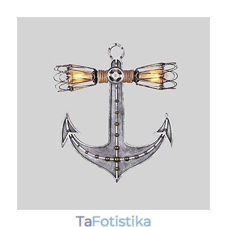 Vintage Industrial Wall Lights Wood Boat Anchor Shape Creative Restaurant Cafe Bar Διακοσμητικός φωτισμός