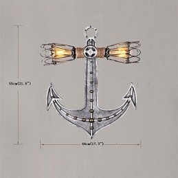 Vintage Industrial Wall Lights Wood Boat Anchor Shape Creative Restaurant Cafe Bar Διακοσμητικός φωτισμός