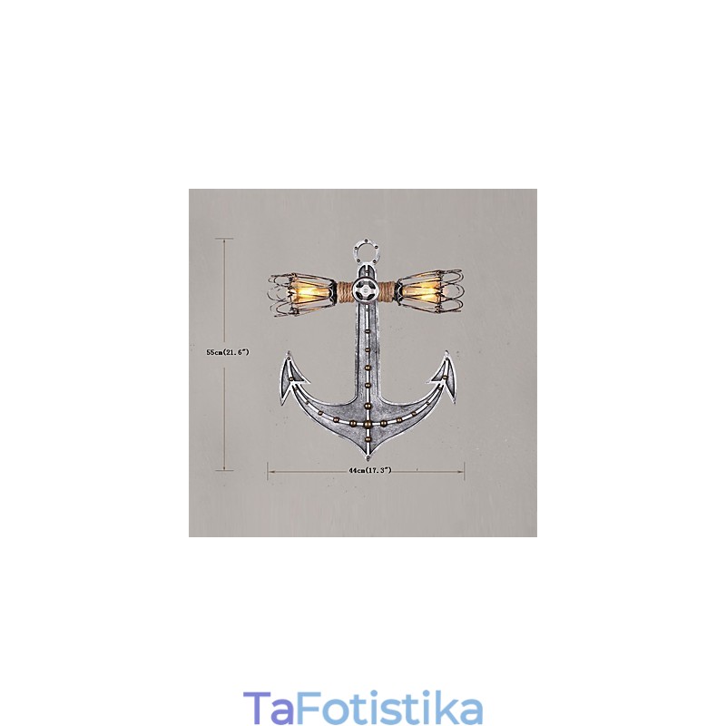 Vintage Industrial Wall Lights Wood Boat Anchor Shape Creative Restaurant Cafe Bar Διακοσμητικός φωτισμός