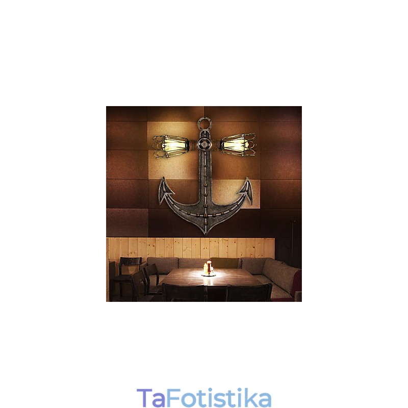 Vintage Industrial Wall Lights Wood Boat Anchor Shape Creative Restaurant Cafe Bar Διακοσμητικός φωτισμός
