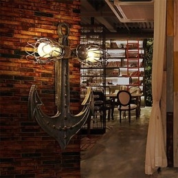 Vintage Industrial Wall Lights Wood Boat Anchor Shape Creative Restaurant Cafe Bar Διακοσμητικός φωτισμός