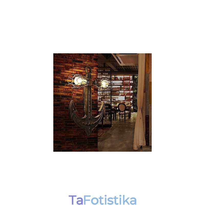 Vintage Industrial Wall Lights Wood Boat Anchor Shape Creative Restaurant Cafe Bar Διακοσμητικός φωτισμός