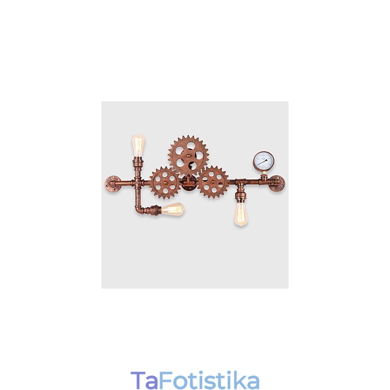 Vintage Industrial Pipe Φωτιστικά τοίχου Ξύλινο τιμόνι σε σχήμα Δημιουργικά περιστρεφόμενα φώτα Εστιατορίου Cafe Bar Διακοσμητικός φωτισμός