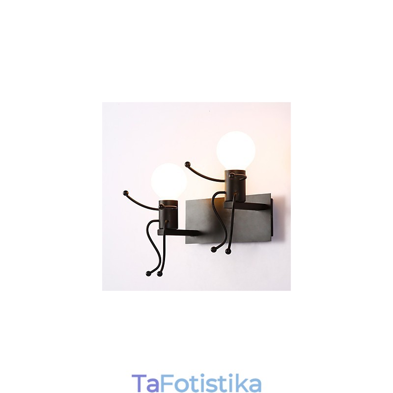 Σχήμα ρομπότ Vintage Μεταλλική Βιομηχανική Σοφίτα Ρουστίκ Απλίκα Μπαρ Καφέ Είσοδος Διαδρόμου Επιτοίχιο φωτιστικό Μαύρο Λευκό Προαιρετικό