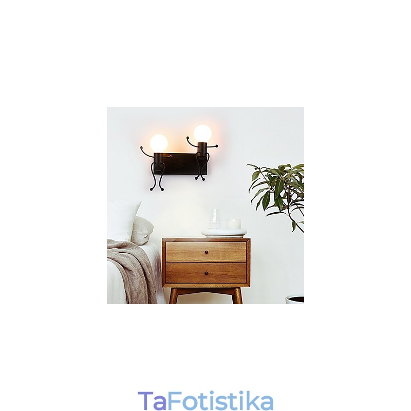 Σχήμα ρομπότ Vintage Μεταλλική Βιομηχανική Σοφίτα Ρουστίκ Απλίκα Μπαρ Καφέ Είσοδος Διαδρόμου Επιτοίχιο φωτιστικό Μαύρο Λευκό Προαιρετικό