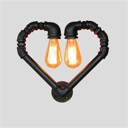 Vintage Water Pipe Loving Heart Δημιουργικά φωτιστικά τοίχου Βιομηχανικό σαλόνι Εστιατόριο Μπαρ διακόσμηση καφετέριας Απλίκες τοίχου